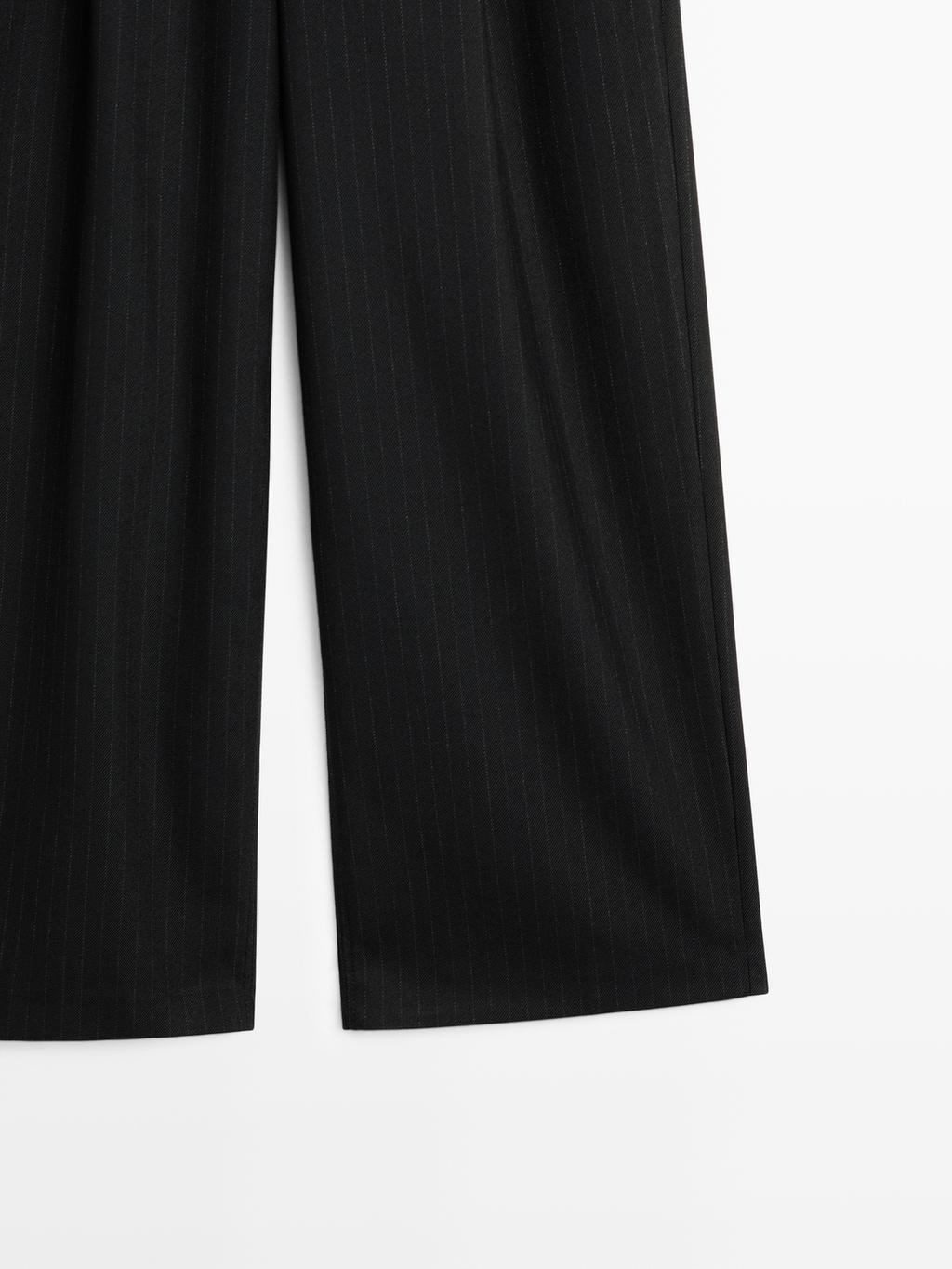 Mid-rise wide-leg pinstripe trousers