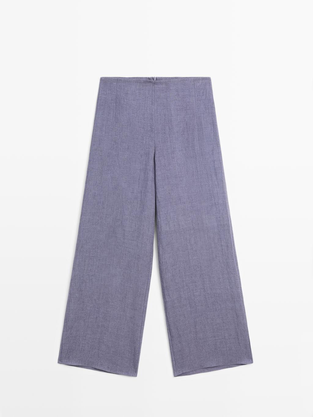 100% linen high-waist trousers