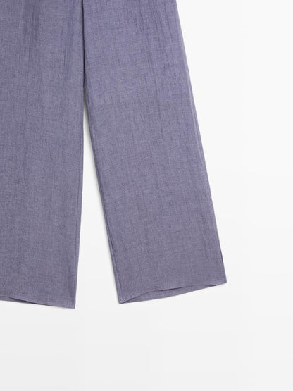 100% linen high-waist trousers