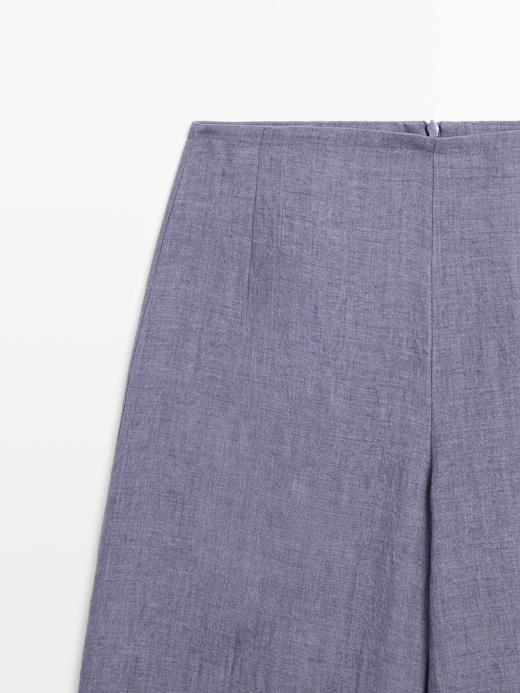 100% linen high-waist trousers