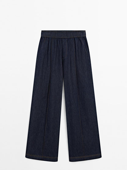 Flowing cotton blend jeans