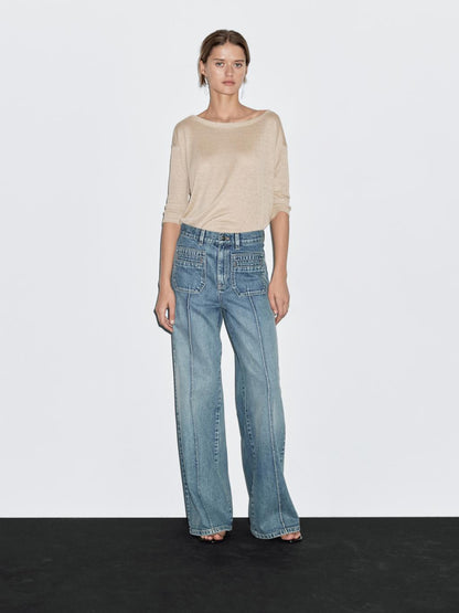 Mid-rise wide-leg jeans