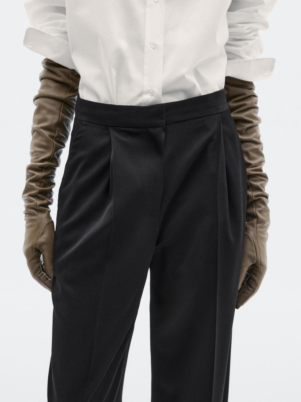 100% wool wide-leg trousers with dart - LIMITED