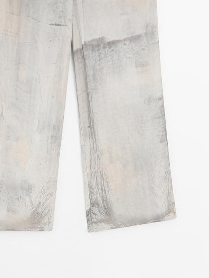 Flowing straight-leg print trousers