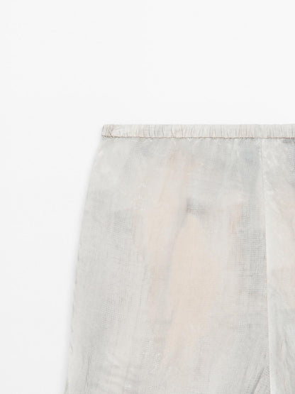 Flowing straight-leg print trousers