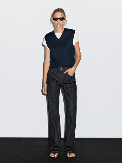 Mid-rise wide-leg jeans