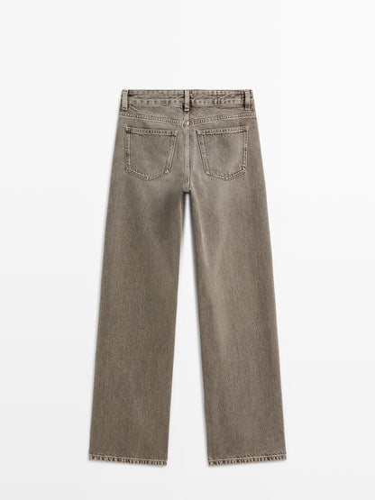 Mid-rise wide-leg jeans