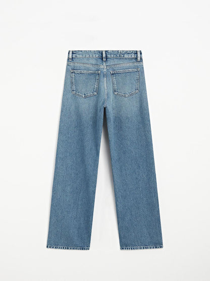 Mid-rise wide-leg jeans with studs