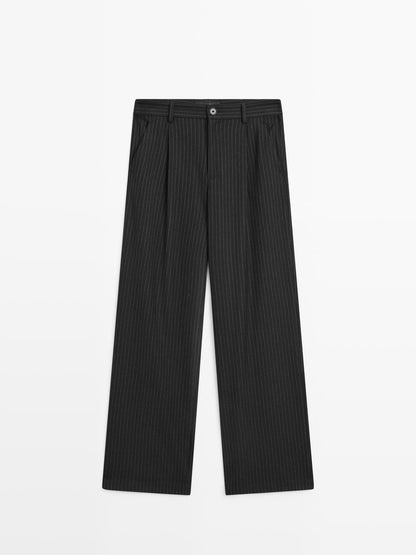 Pinstripe wide-leg trousers