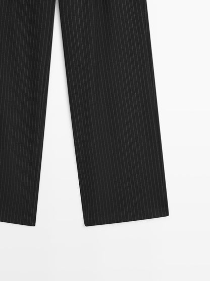 Pinstripe wide-leg trousers