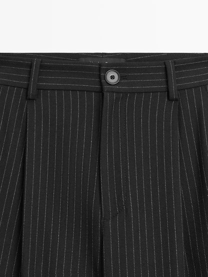 Pinstripe wide-leg trousers