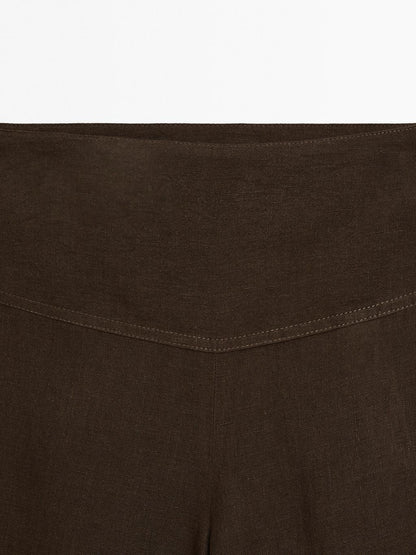 High-waist wide-leg linen trousers