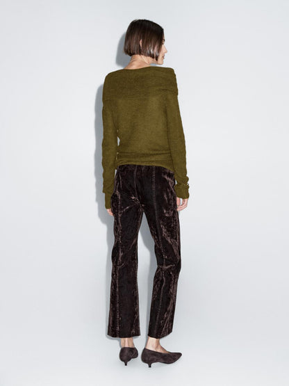 Flare fit high-waist flocked jeans