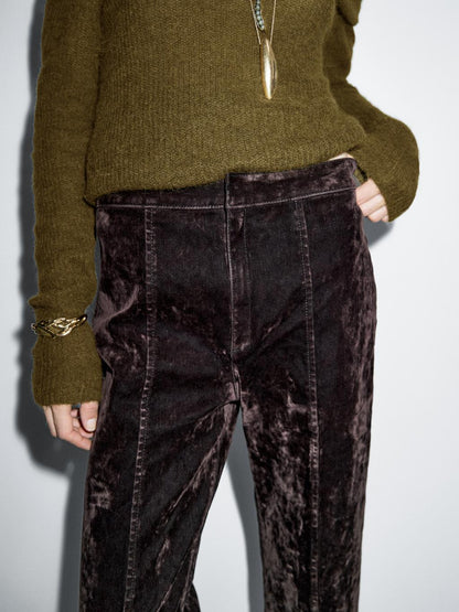 Flare fit high-waist flocked jeans