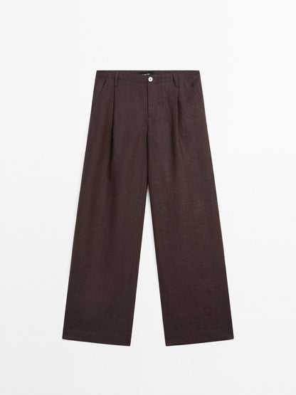 100% linen relaxed fit trousers