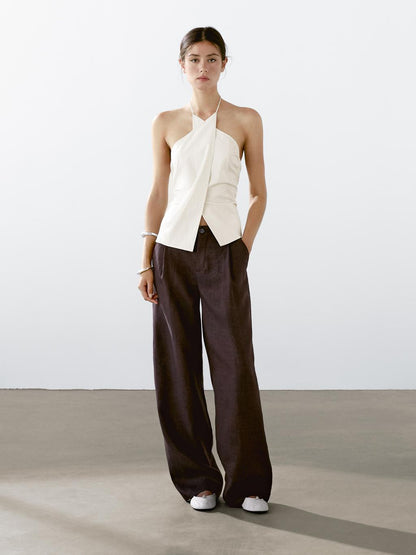 100% linen relaxed fit trousers