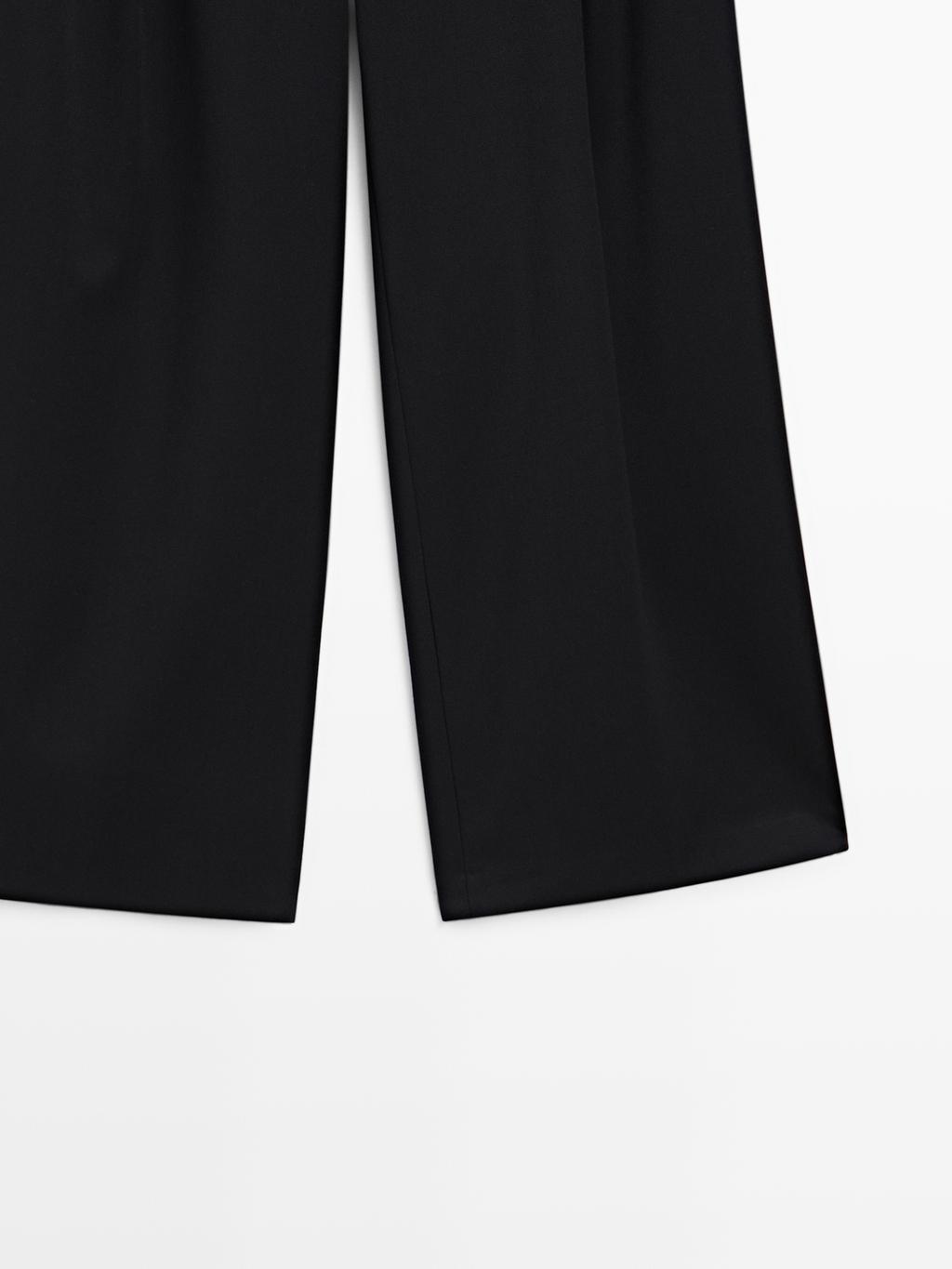 Darted wide-leg trousers