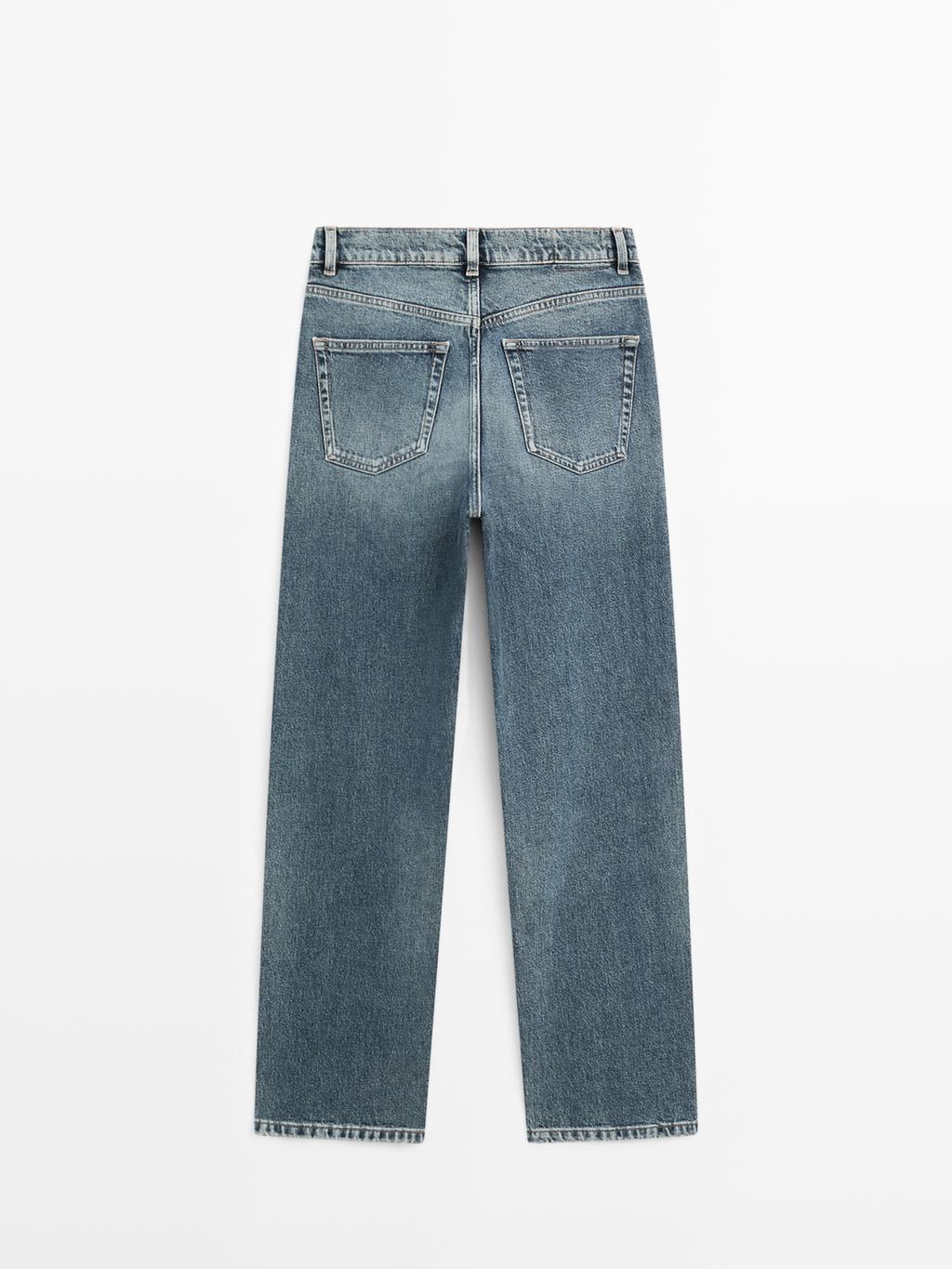 High-waist straight-leg cropped comfort jeans