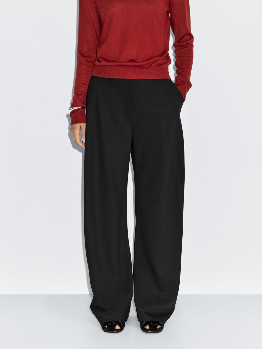 Wool blend wide-leg trousers