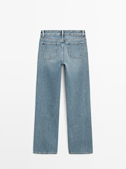 Low-rise straight-leg jeans