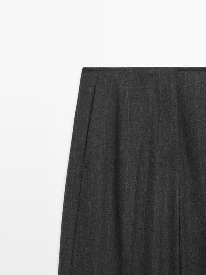 Striped wool blend trousers