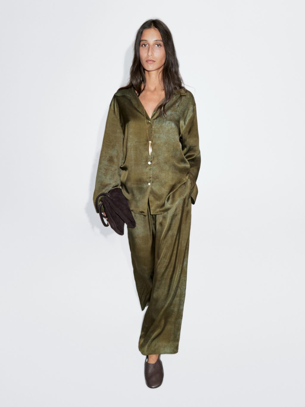 Printed flowing wide-leg trousers