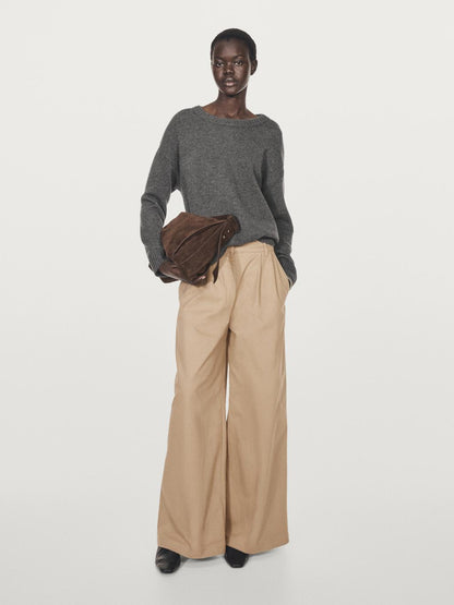 Wide-leg darted trousers