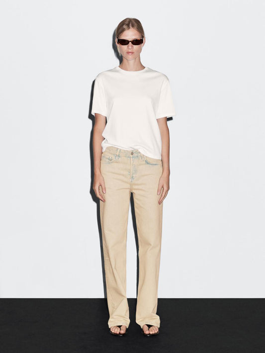 Mid-rise wide-leg cotton jeans