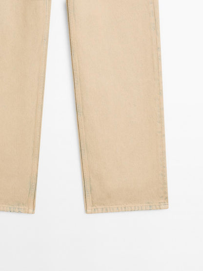 Mid-rise wide-leg cotton jeans