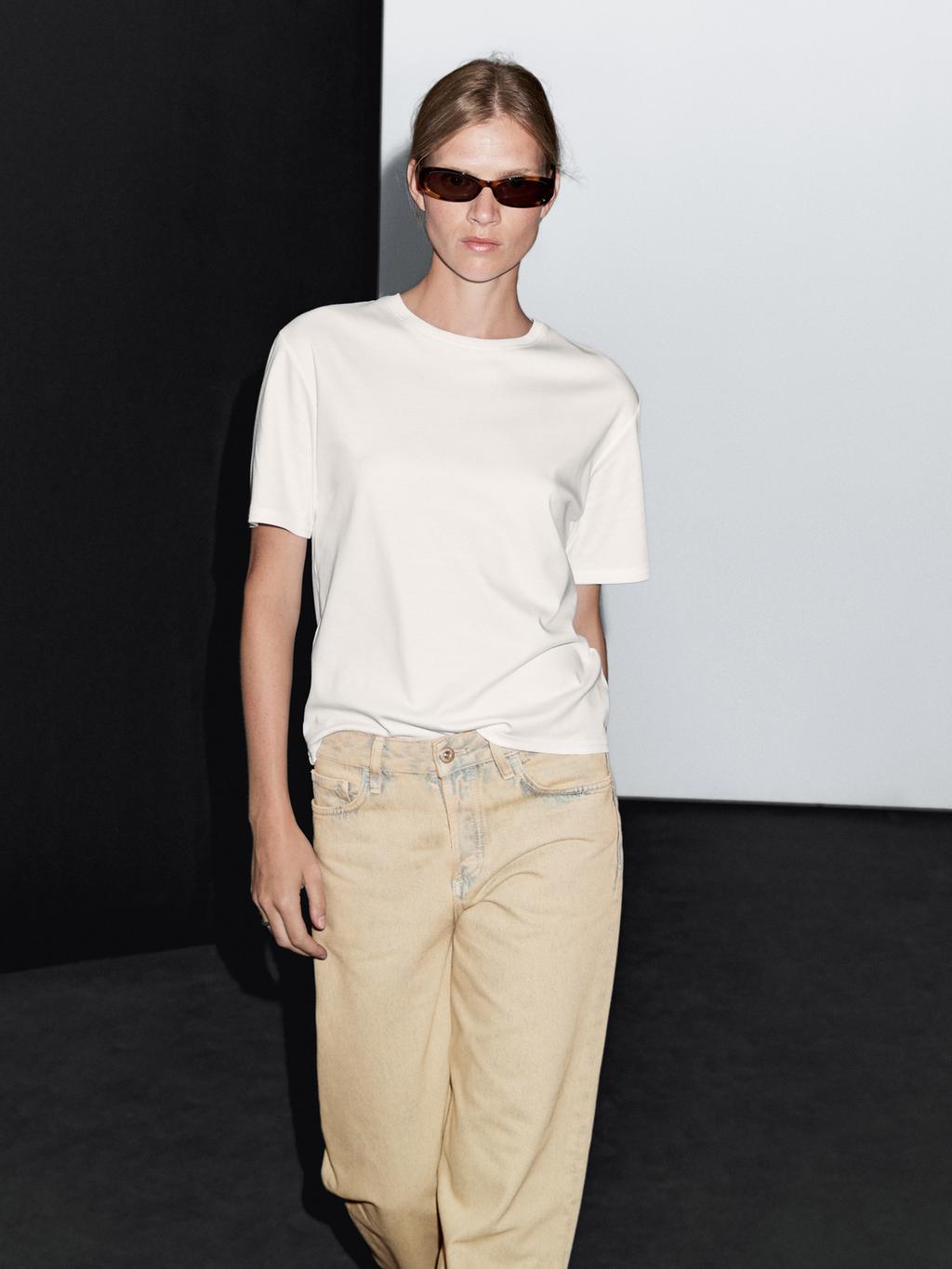 Mid-rise wide-leg cotton jeans