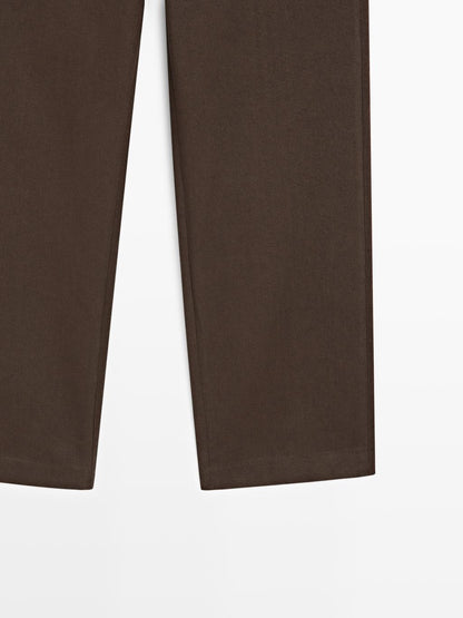 Straight-leg cotton blend trousers
