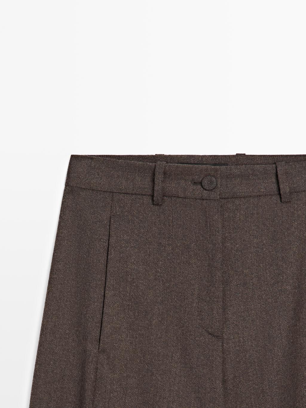 100% wool barrel fit trousers