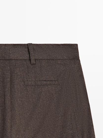 100% wool barrel fit trousers