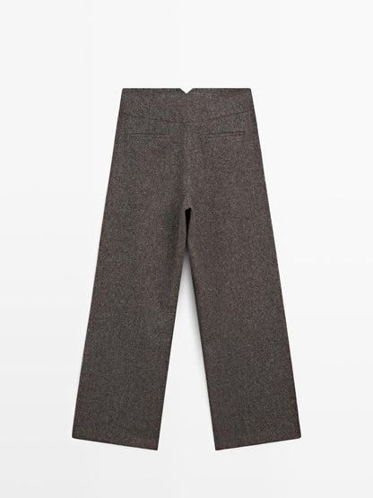 Knickerbocker yarn effect suit trousers