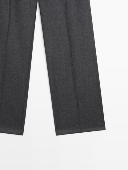 100% wool flannel suit trousers