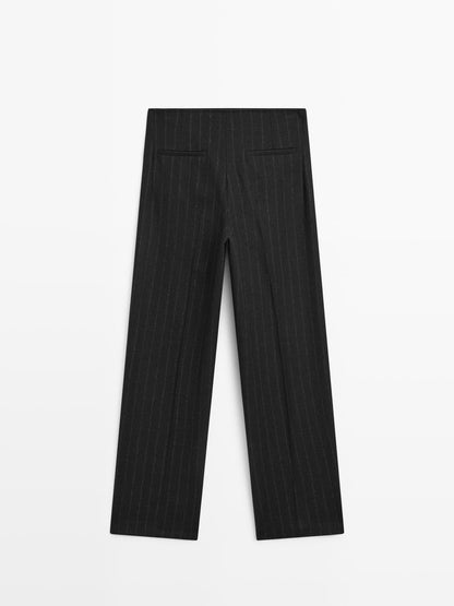 Straight-leg pinstripe trousers
