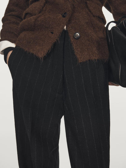 Straight-leg pinstripe trousers