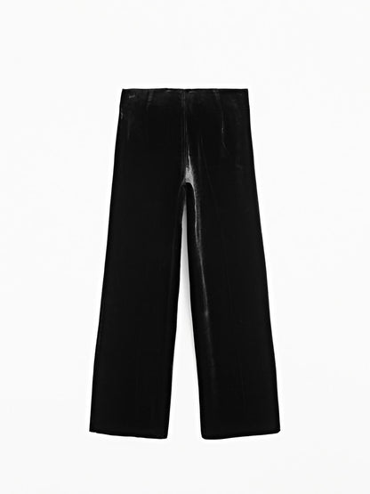 Wide-leg velvet trousers