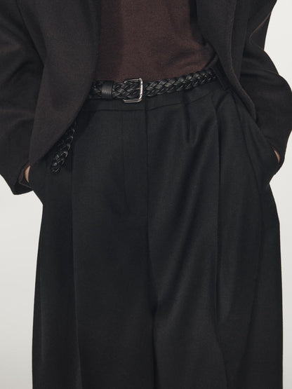 Long flannel Bermuda shorts with darts