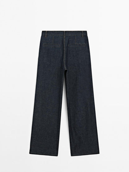 High-waist loose straight-leg jeans