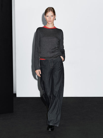 High-waist loose straight-leg jeans