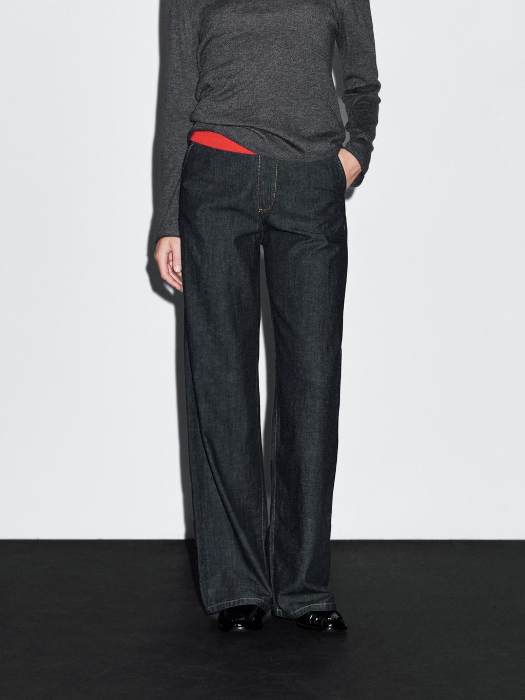 High-waist loose straight-leg jeans