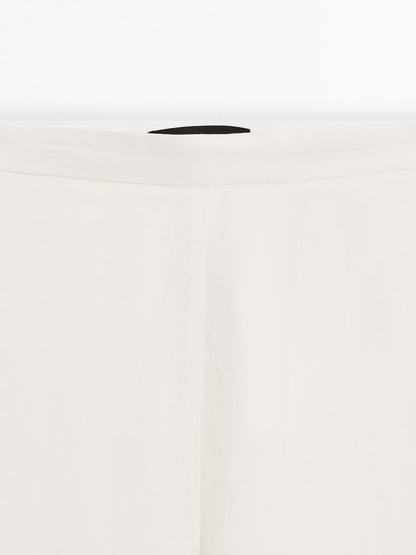 Straight fit flowing linen blend trousers