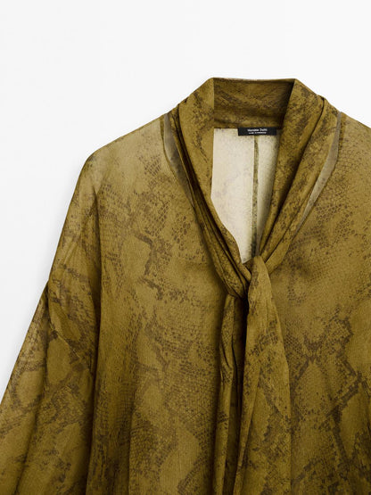 Flowing animal print blouse