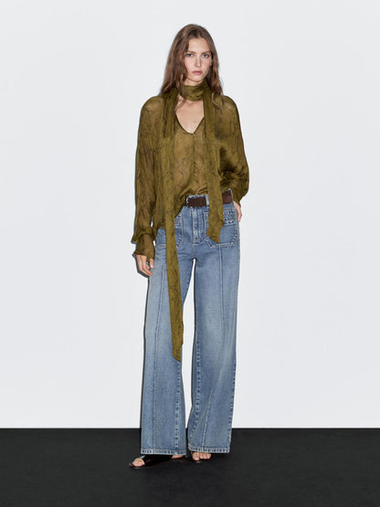 Flowing animal print blouse