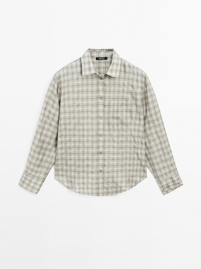 Flowing 100% cupro check shirt