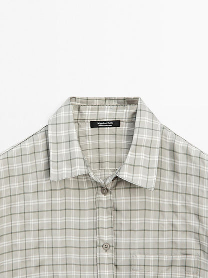 Flowing 100% cupro check shirt