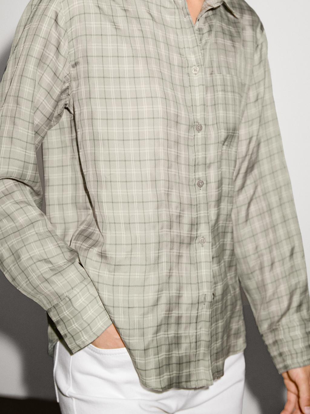 Flowing 100% cupro check shirt