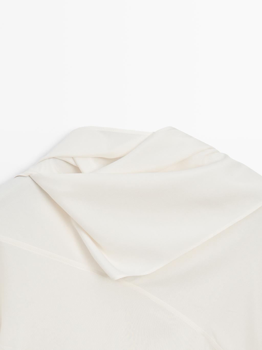 Silk blend blouse with tie detail - LIMITED