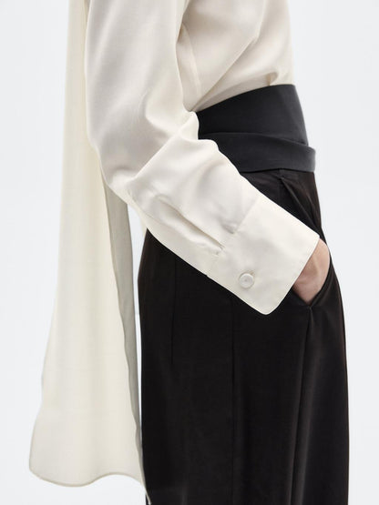 Silk blend blouse with tie detail - LIMITED